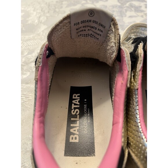 Golden Goose Gold Ballstars Leather Gold with Pink Trim  Size 37/7 - Picture 7 of 13